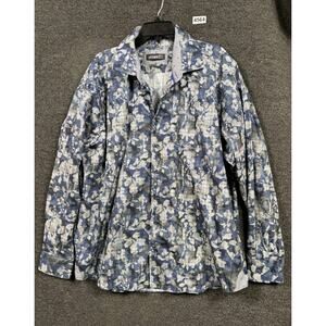 Avenue 21 Button Down Shirt Floral Print Mens Sz 3XL Blue 100% Cotton
